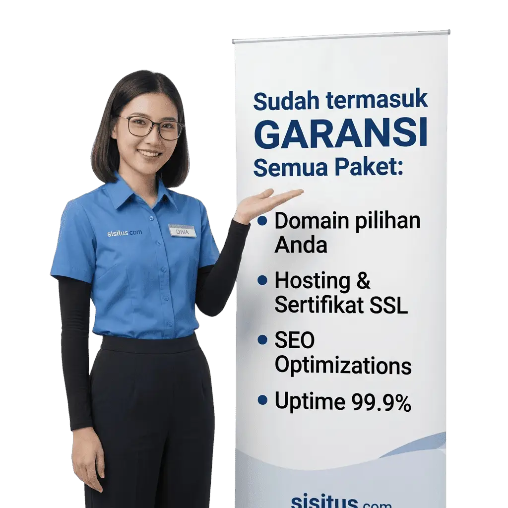 Sudah termasuk GARANSI Semua Paket: Domain pilihan Anda, Hosting & Sertifikat SSL, SEO Optimizations, Uptime 99.9%